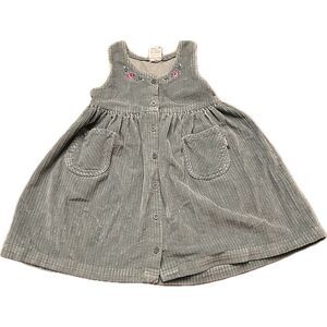 Vintage Girls OshKosh B'Gosh Green‎ Floral Corduroy Dress Jumper 6